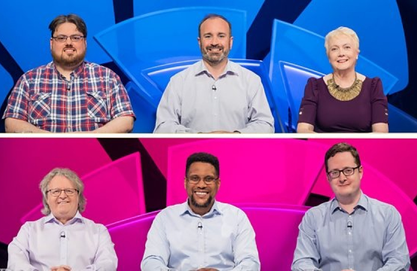 Aaron alongside other contenders on 'Only Connect' 