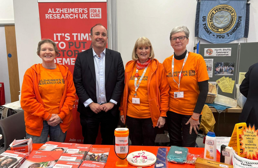 Aaron Bell MP with Alzheimer's Research UK