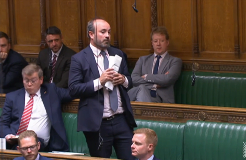 Aaron in the House of Commons asking Home Secretary, Suella Braverman a question