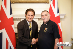 Newcastle veteran Geoff Harriman with Veterans' Affairs Minister Johnny Mercer in Number 10, Downing Street 